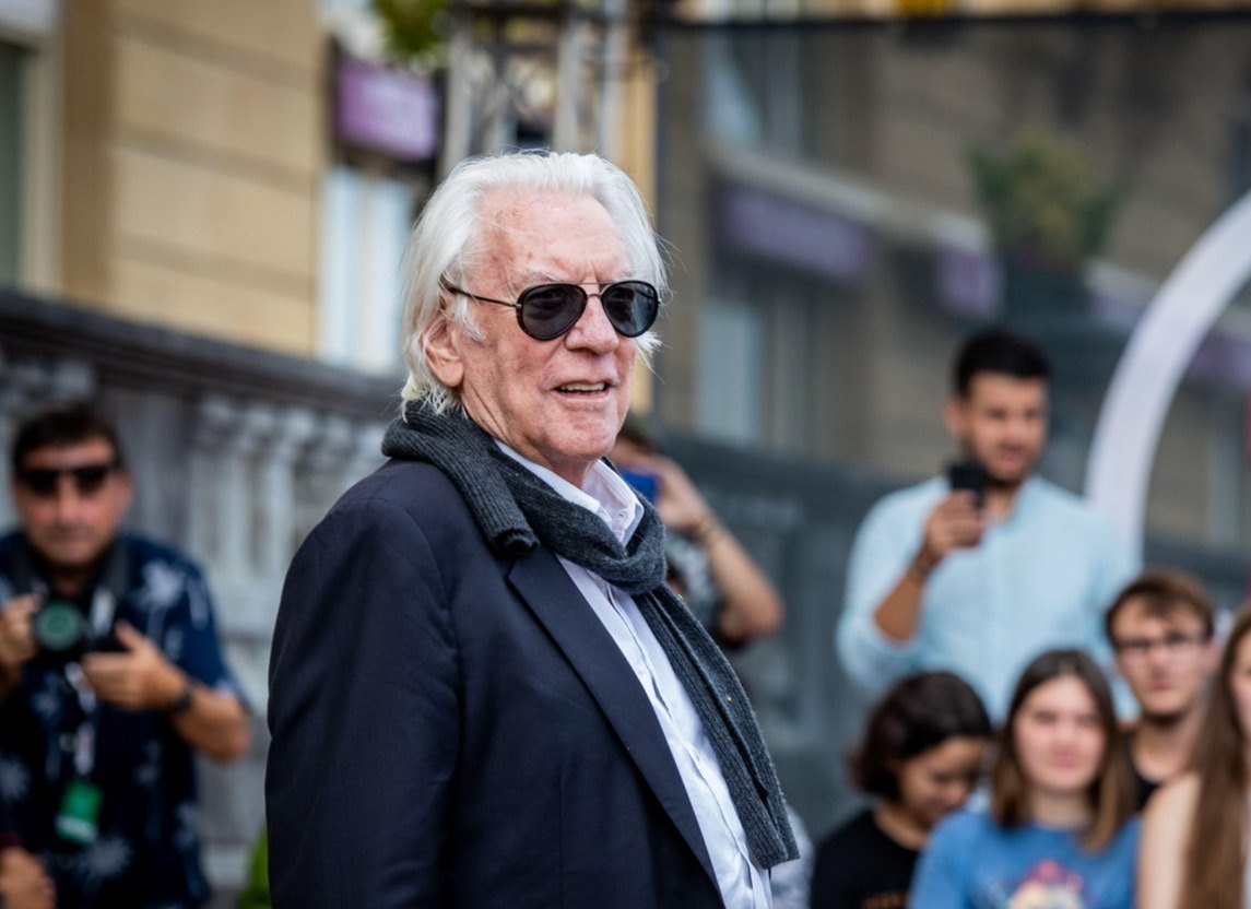 Donald Sutherland arrives at María Cristina Hotel in San Sebastian, Spain, on September 23, 2019 for the 67th San Sebastian Film Festival.